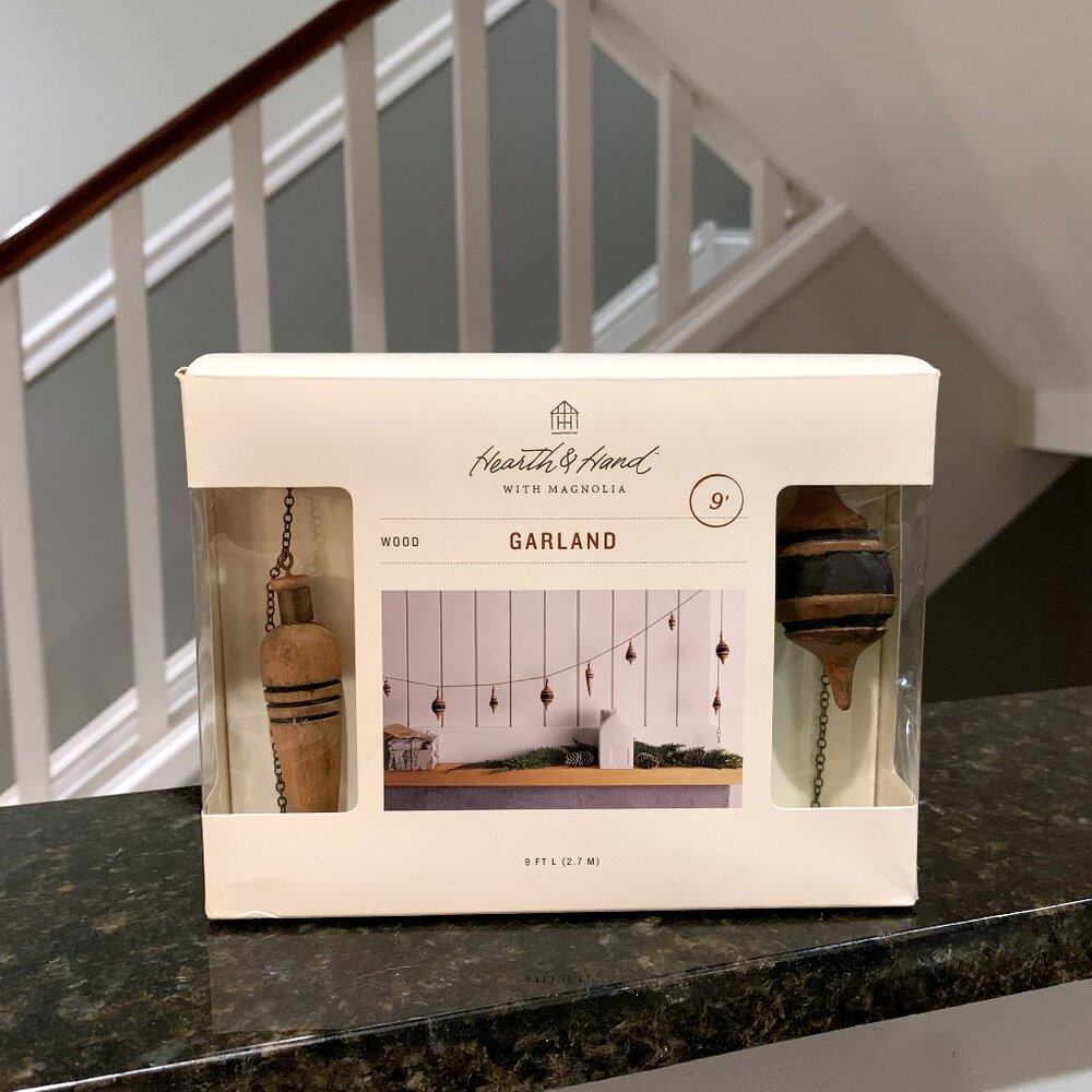 NEW Hearth & and Hand Magnolia Wooden 9' PLUMBOB GARLAND Christmas Holiday 2018